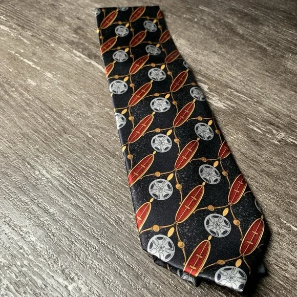 Vintage Laura Pearson for Jaguar Auto Car Collectible Italy Navy Gold Neck Tie